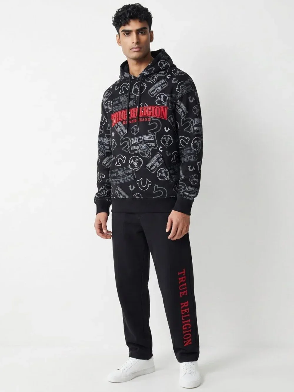 True Religion 2 PC Sweatsuit Men's Fleece Hoodie Joggers Tracksuit Gift Set NWT